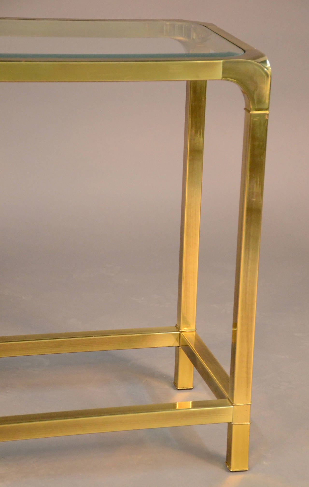 brass glass console table