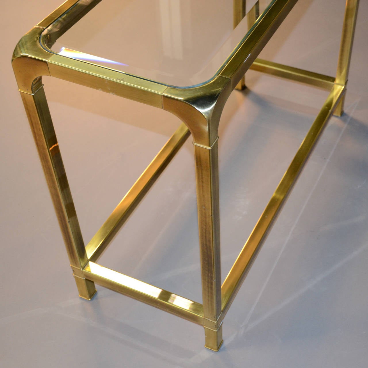 Mastercraft Brass and Glass Console Table In Good Condition In Bridport, CT