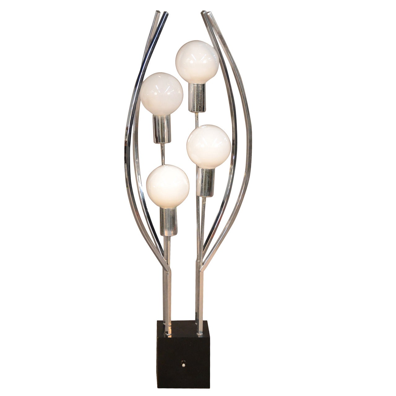 Modern Italian Sculptural Chrome Lamp For Sale