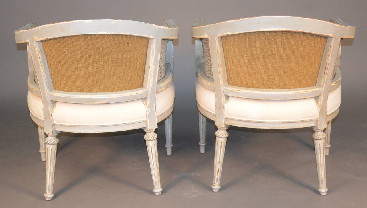 Unknown Pair of Louis XVI Style Caned Chairs For Sale