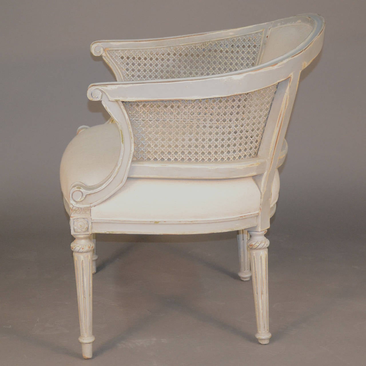 Caning Pair of Louis XVI Style Caned Chairs For Sale