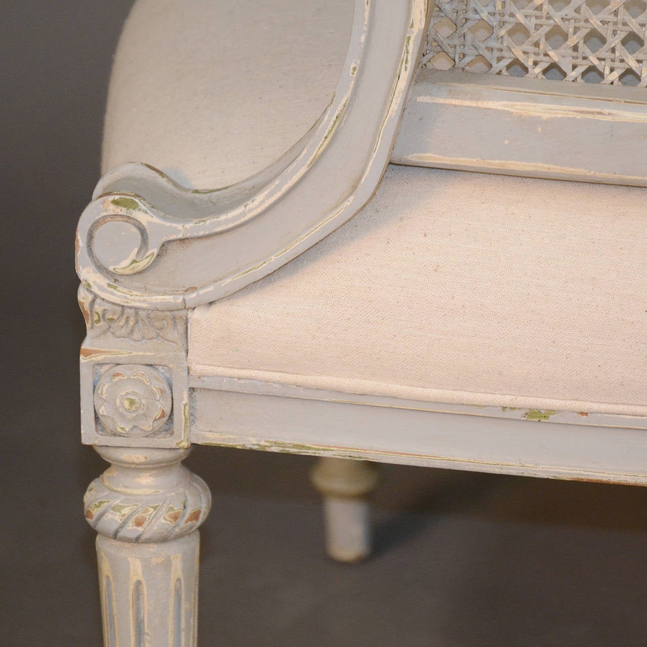 Upholstery Pair of Louis XVI Style Caned Chairs For Sale
