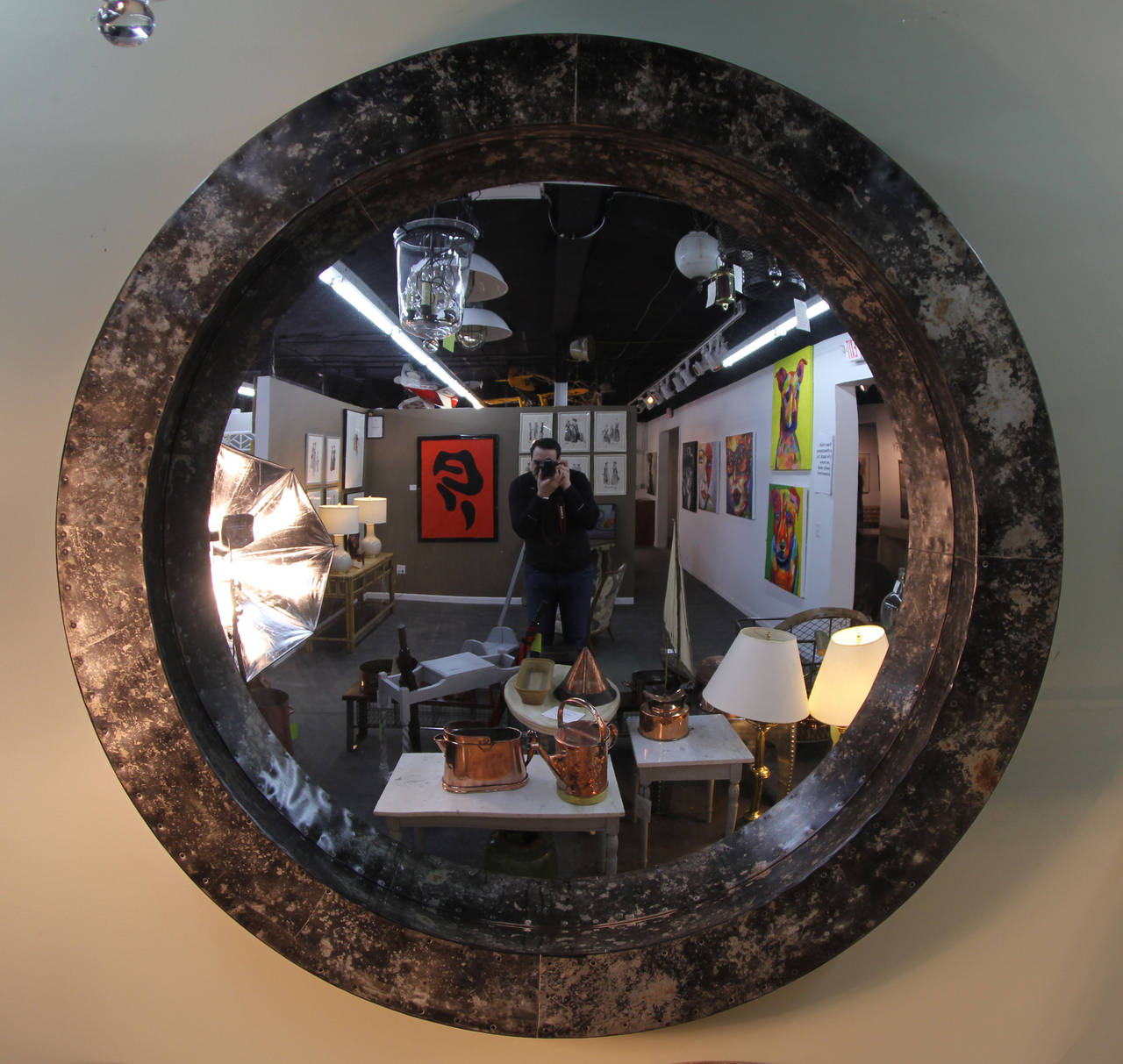 Modern Zinc Convex Mirror by English Artist