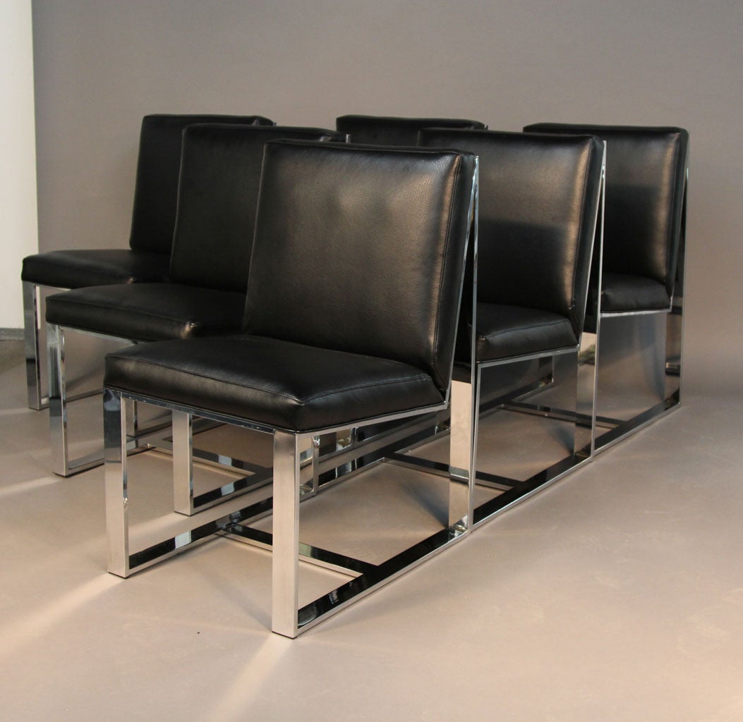 American Set of Six Chrome Dining Chairs by Milo Baughman