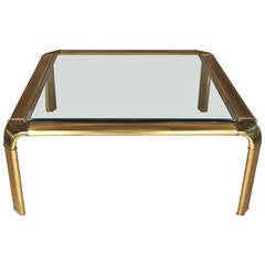 Brass and Glass Coffee Table in Square Shape