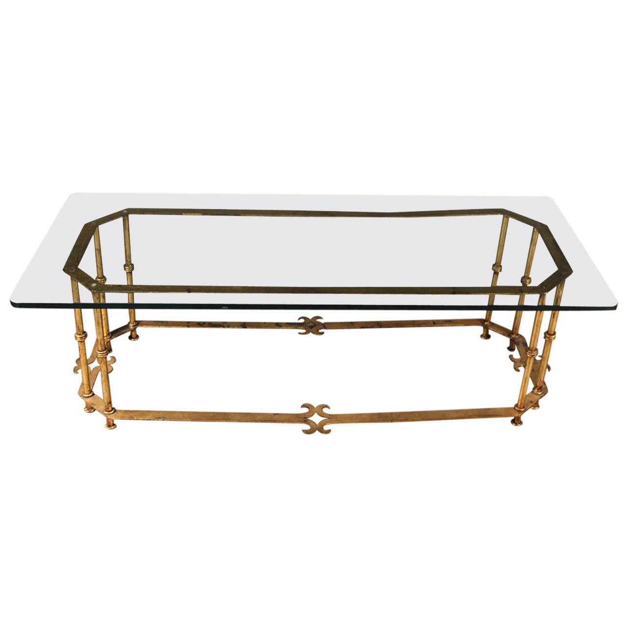 MidCentury Gilt Iron Rectangular Coffee Table at 1stDibs
