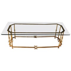 Mid-Century Gilt Iron Rectangular Coffee Table