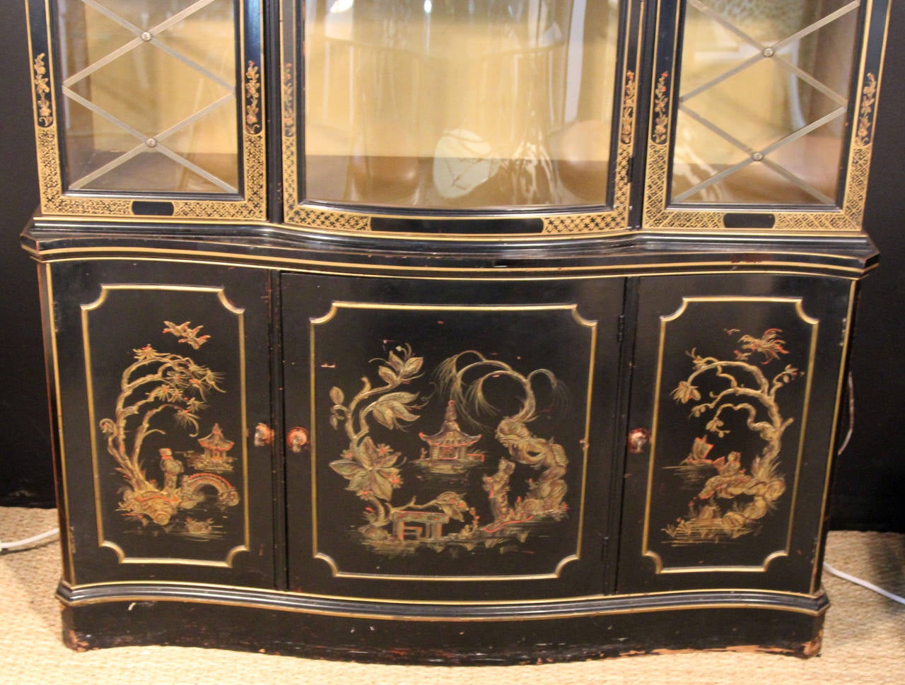 Chinoiserie Breakfront China Cabinet 1