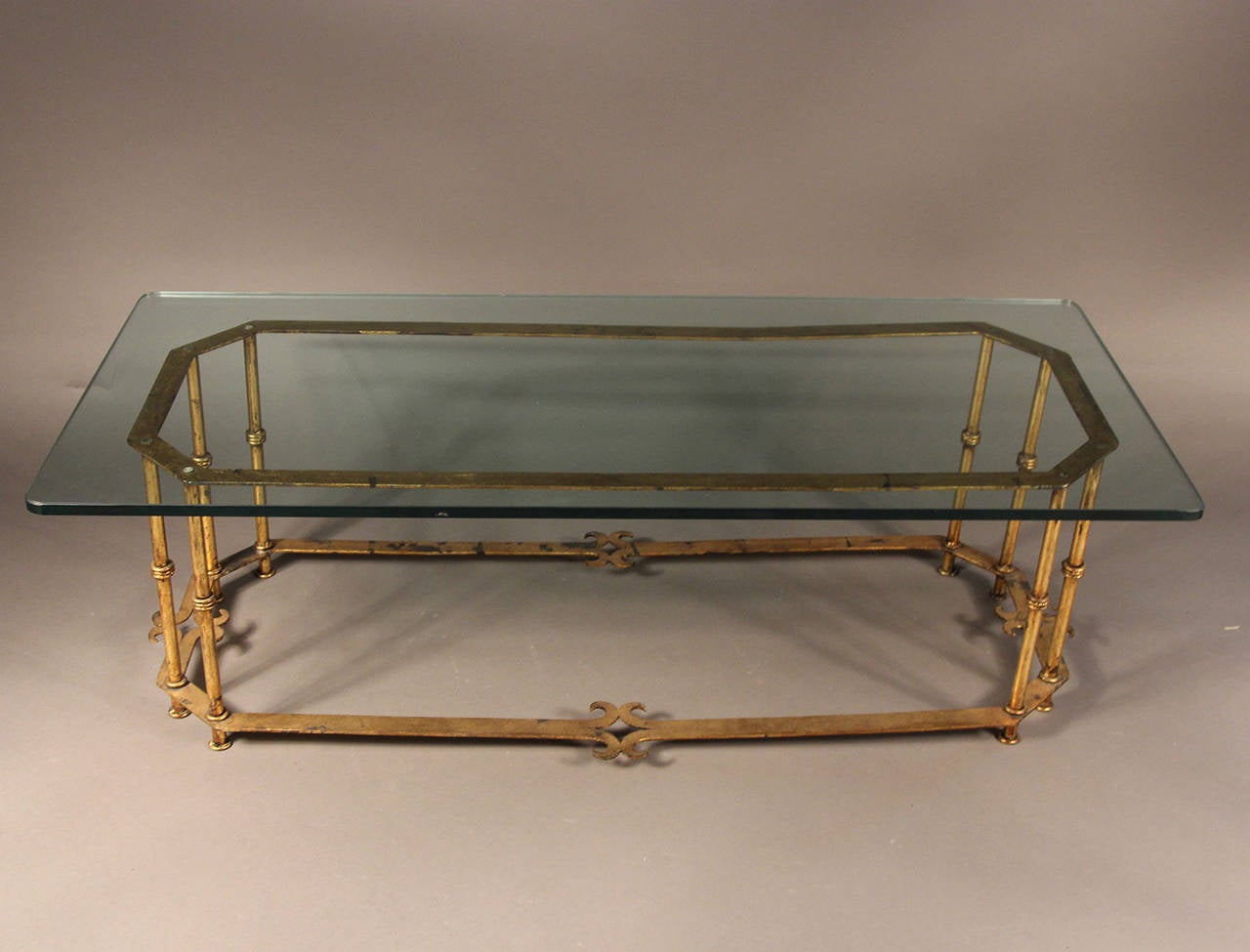 Mid-Century Gilt Iron Rectangular Coffee Table