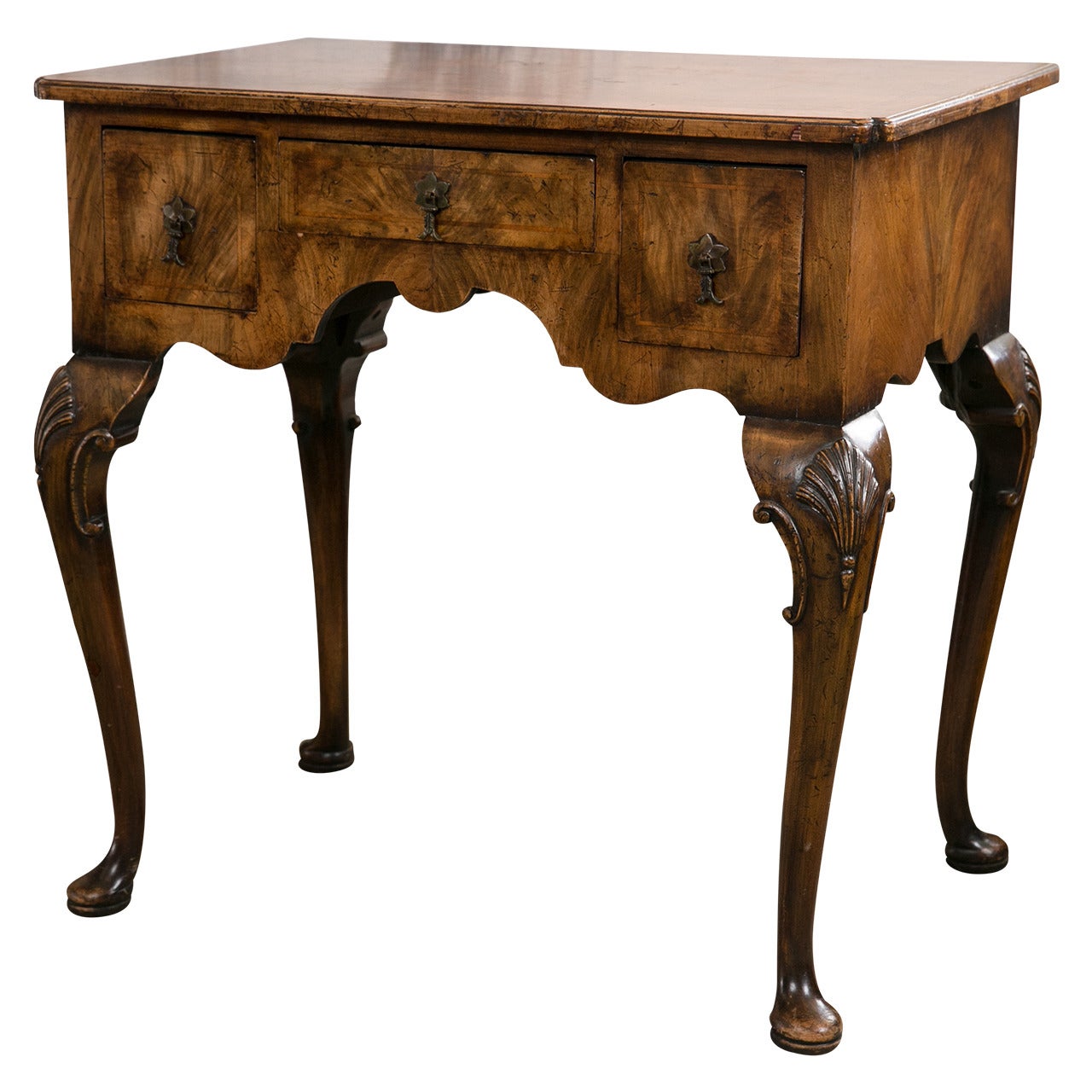 English Walnut Lowboy in the Queen Ann Style For Sale