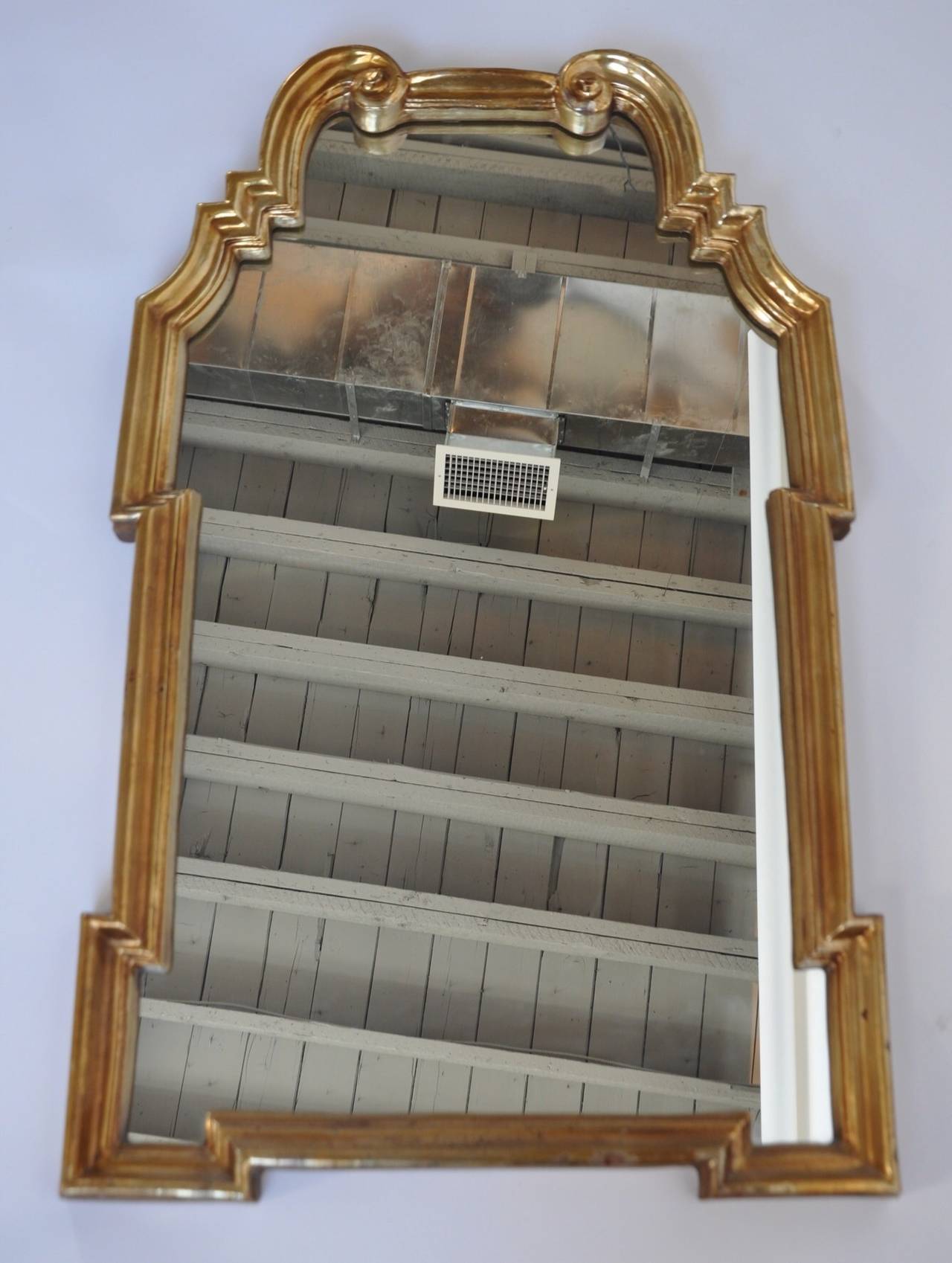Hollywood Regency style gold gilt mirror by Labarge, c. 1970's. Note professional repair. A matching mirror is also available.