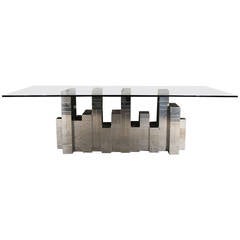 Paul Evans Cityscape Dining Table, Chrome with Glass