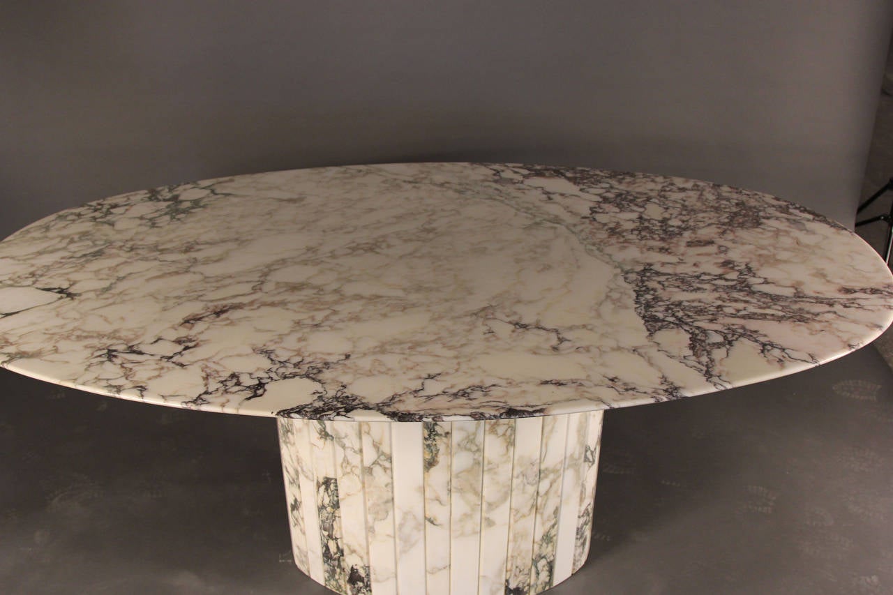 Modern Gorgeous Carrara Marble Oval Dining Table Italian