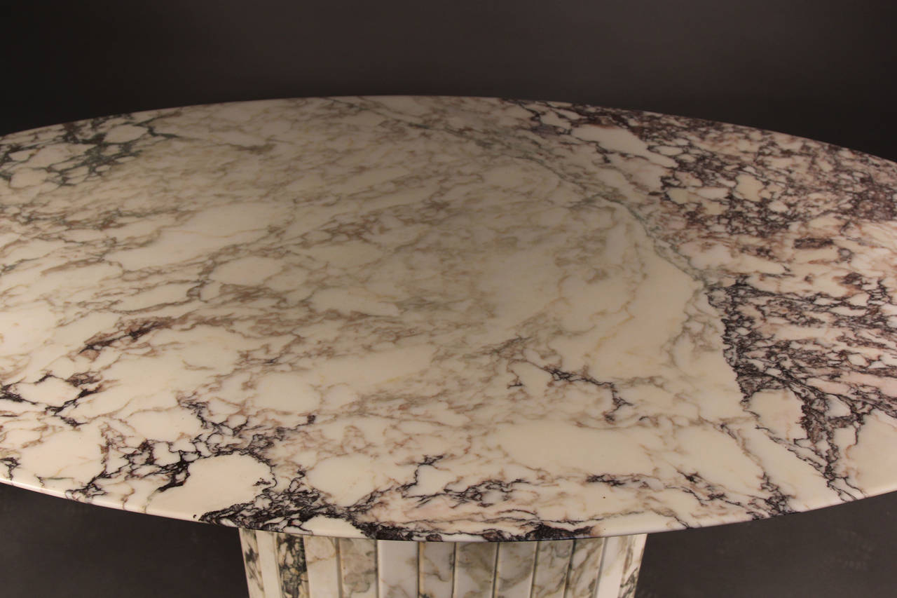 Gorgeous Carrara Marble Oval Dining Table Italian In Excellent Condition In Bridport, CT