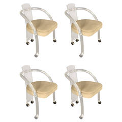 Set of Four Charles Hollis Jones Style Lucite Dining Chairs 2