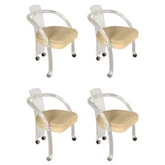 Set of Four Charles Hollis Jones Style Lucite Dining Chairs