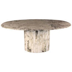 Vintage Gorgeous Carrara Marble Oval Dining Table Italian