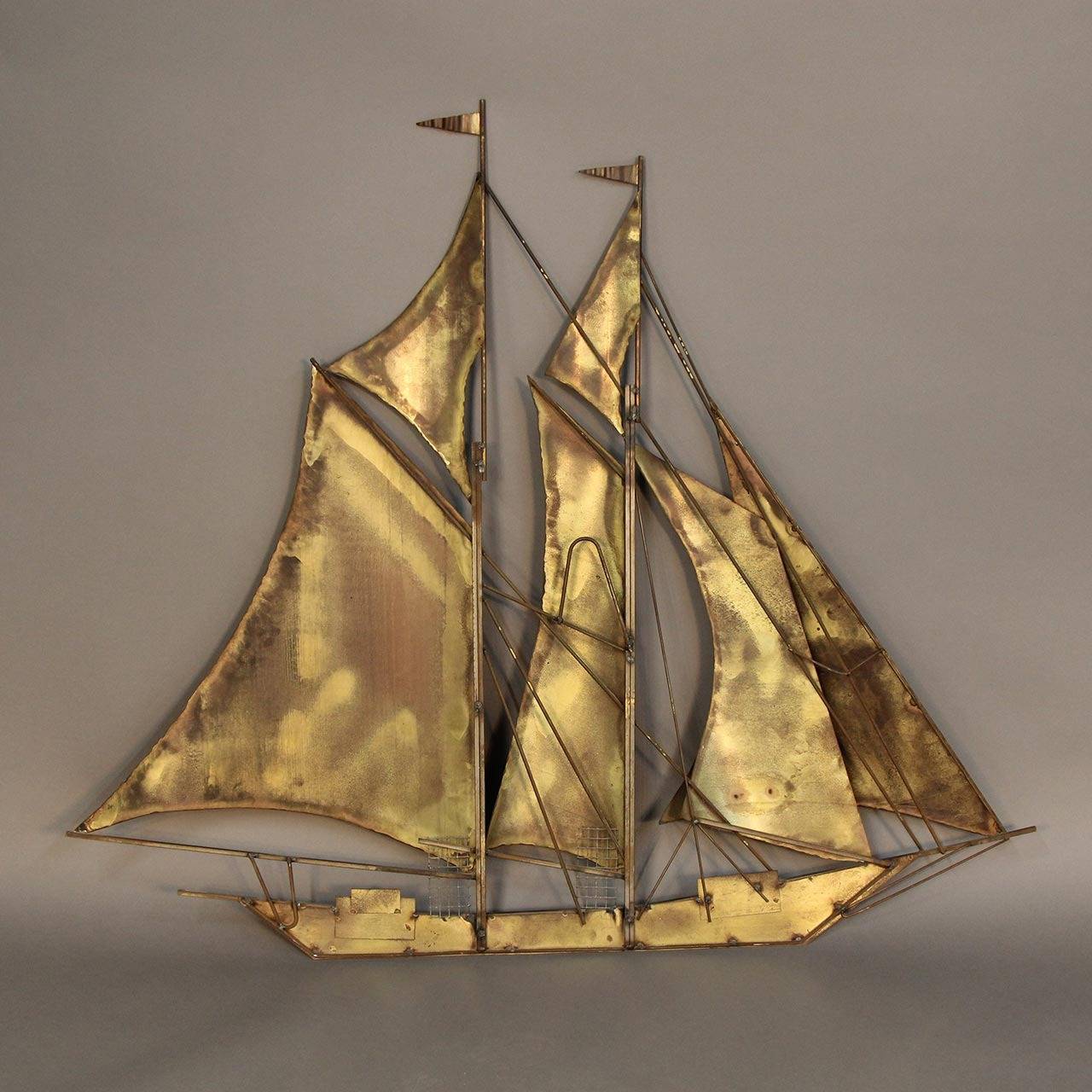 American Large Sailboat Wall Sculpture by Wiley