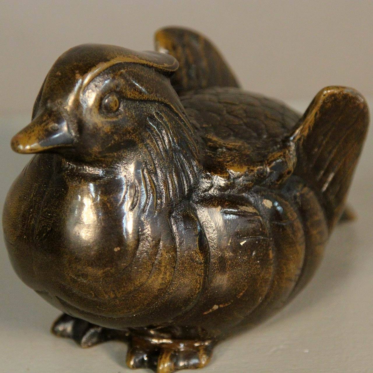 Bronze Pair of Mandarin Duck Bookends or Sculptures