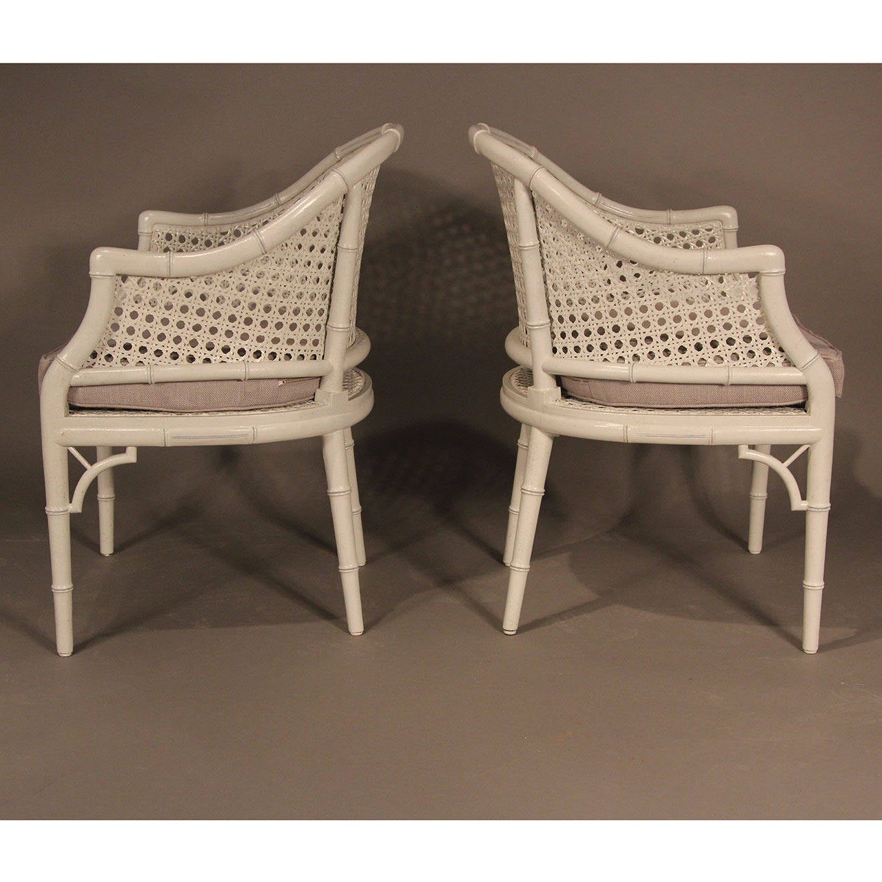 Mid-20th Century Faux Bamboo Mid-Century Painted and Caned Chairs For Sale
