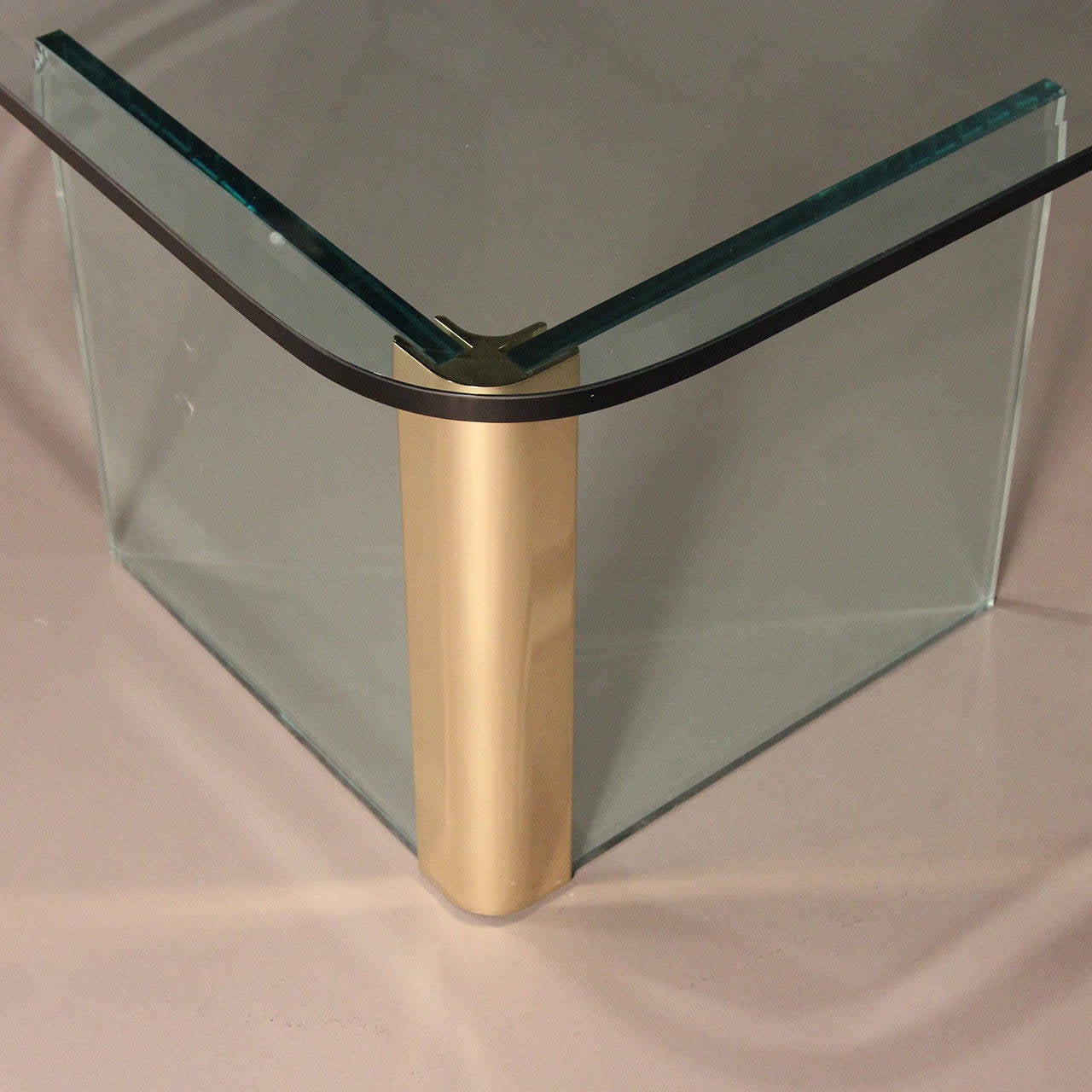 Late 20th Century Asymmetrical Brass and Glass Coffee Table Pace Attributed For Sale