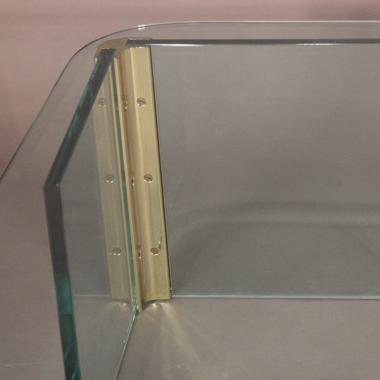 Asymmetrical Brass and Glass Coffee Table Pace Attributed For Sale 3