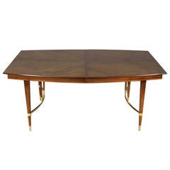 Bert England Walnut and Brass Dining Table