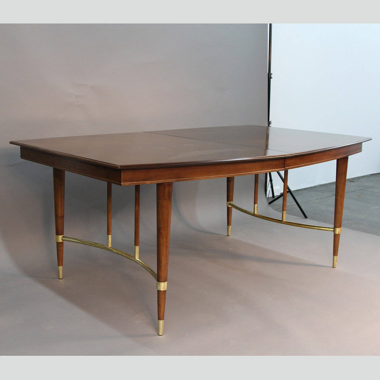 Bert England Walnut and Brass Dining Table In Excellent Condition In Bridport, CT
