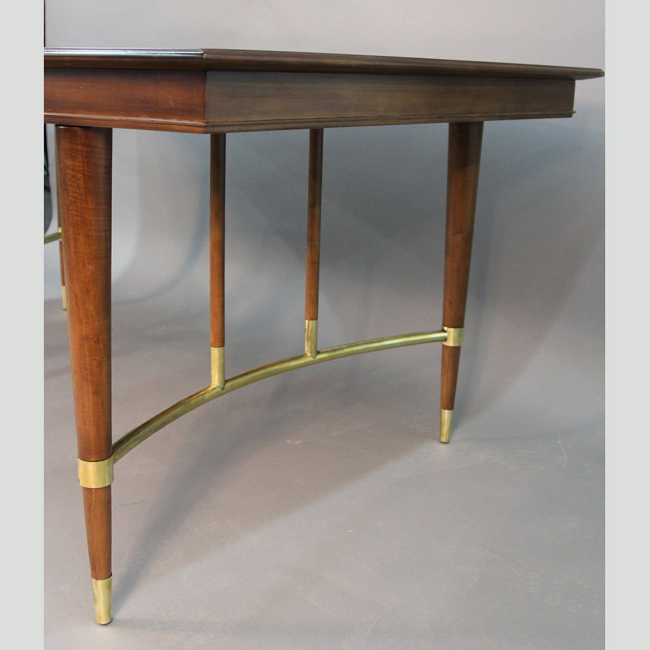 Mid-Century Modern Bert England Walnut and Brass Dining Table