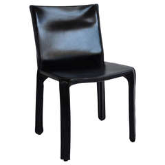 Black Leather "CAB" Chair, Mario Bellini, (Three Available)