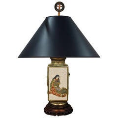 Antique Large 19th Century Satsuma Table Lamp