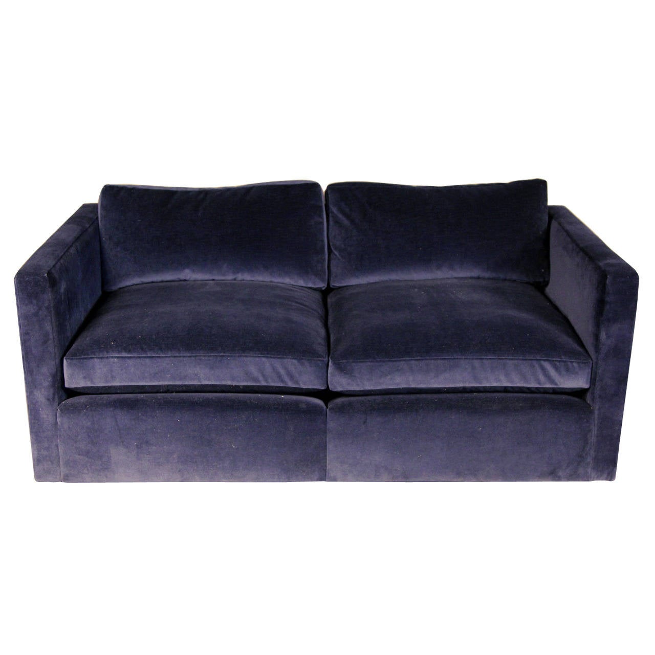 Knoll Velvet Upholstered Loveseat Sofa at 1stDibs