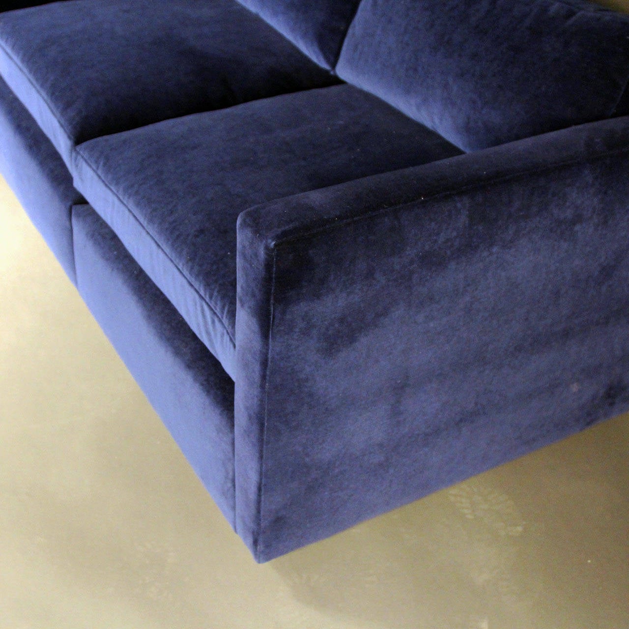 Mid-Century Modern Knoll Velvet Upholstered Loveseat Sofa