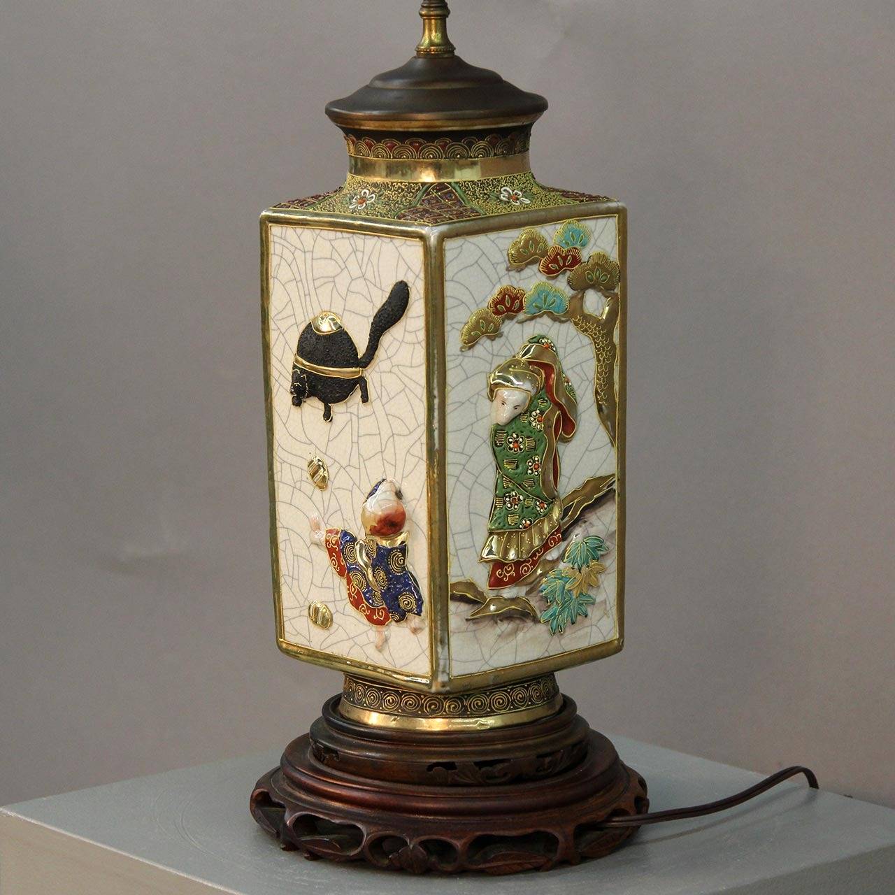 Japanese Large 19th Century Satsuma Table Lamp