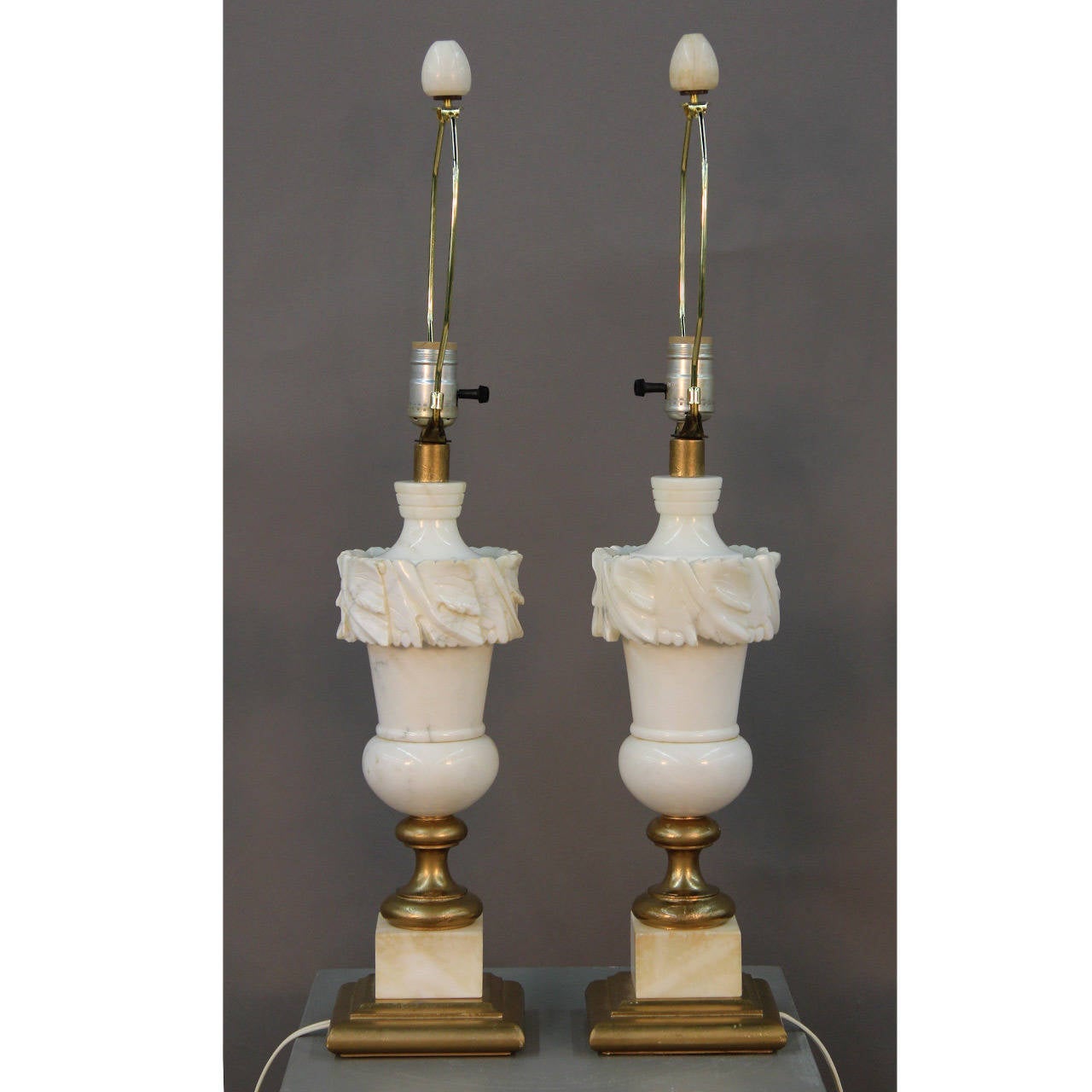 alabaster lamps pair