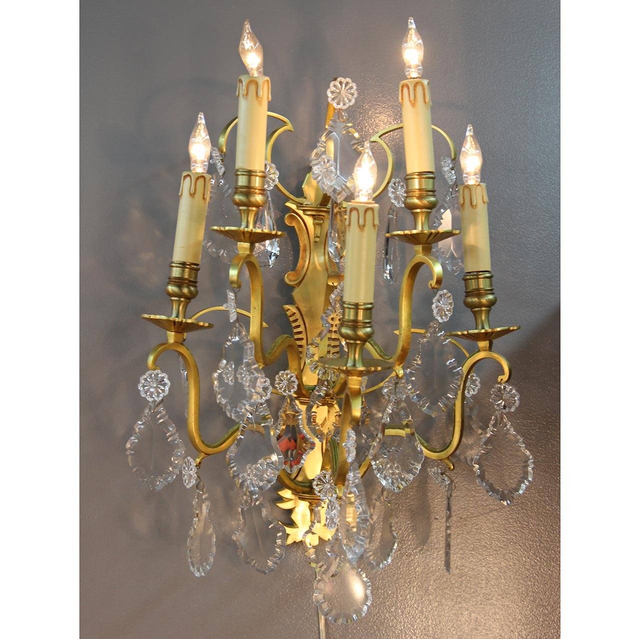 Gilt Pair of Gorgeous Louis XV French Sconces For Sale