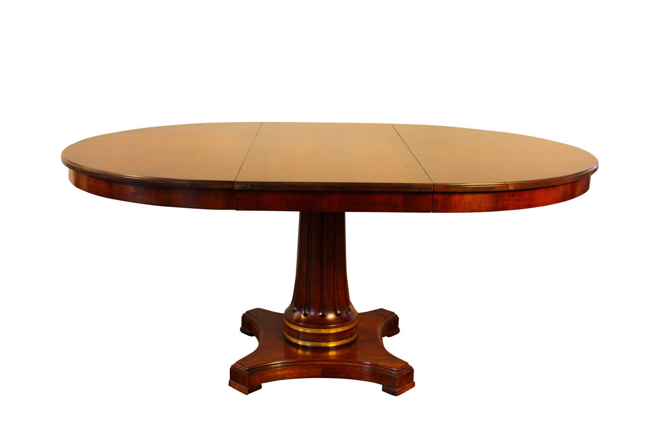Mid-20th Century Center or Dining Table with Three Leaves For Sale