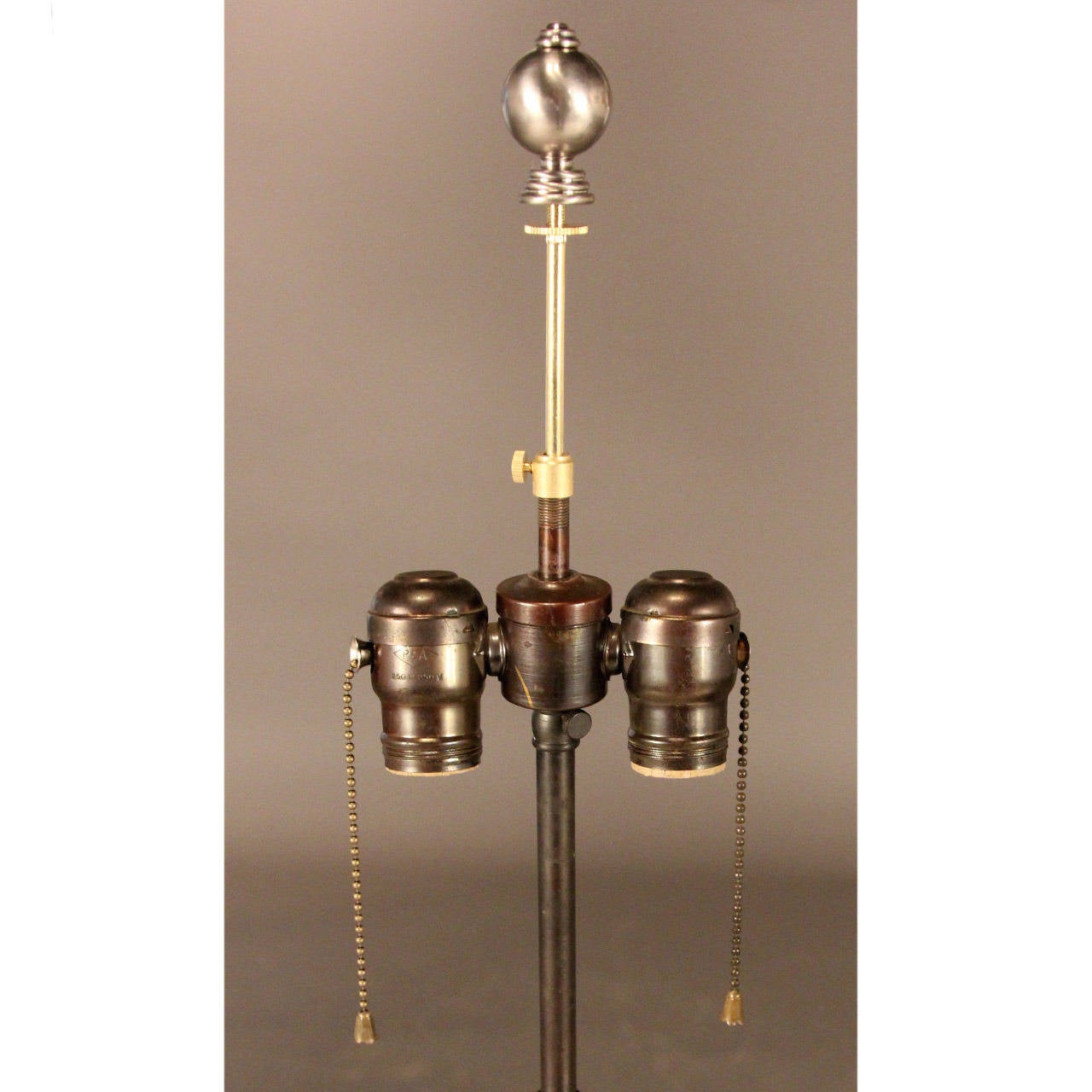 Early 20th Century Stunning Pair of Armorial Pewter Lamps For Sale