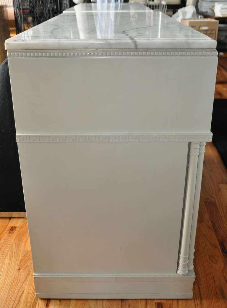 Mid-20th Century Cream Lacquered Dresser with Carrara Marble Top by James Mont, circa 1940s