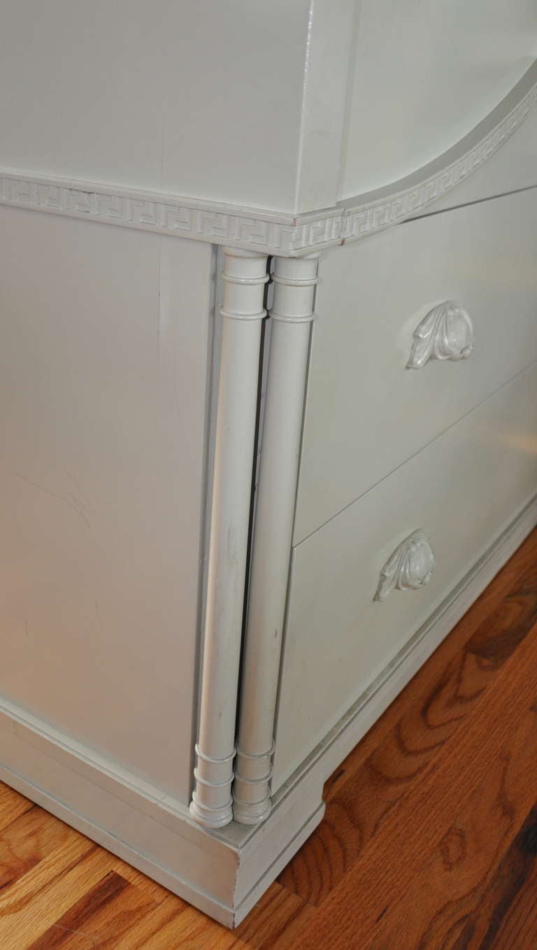 Cream Lacquered Dresser with Carrara Marble Top by James Mont, circa 1940s 2