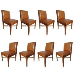 Set of Eight Leather Dining Chairs