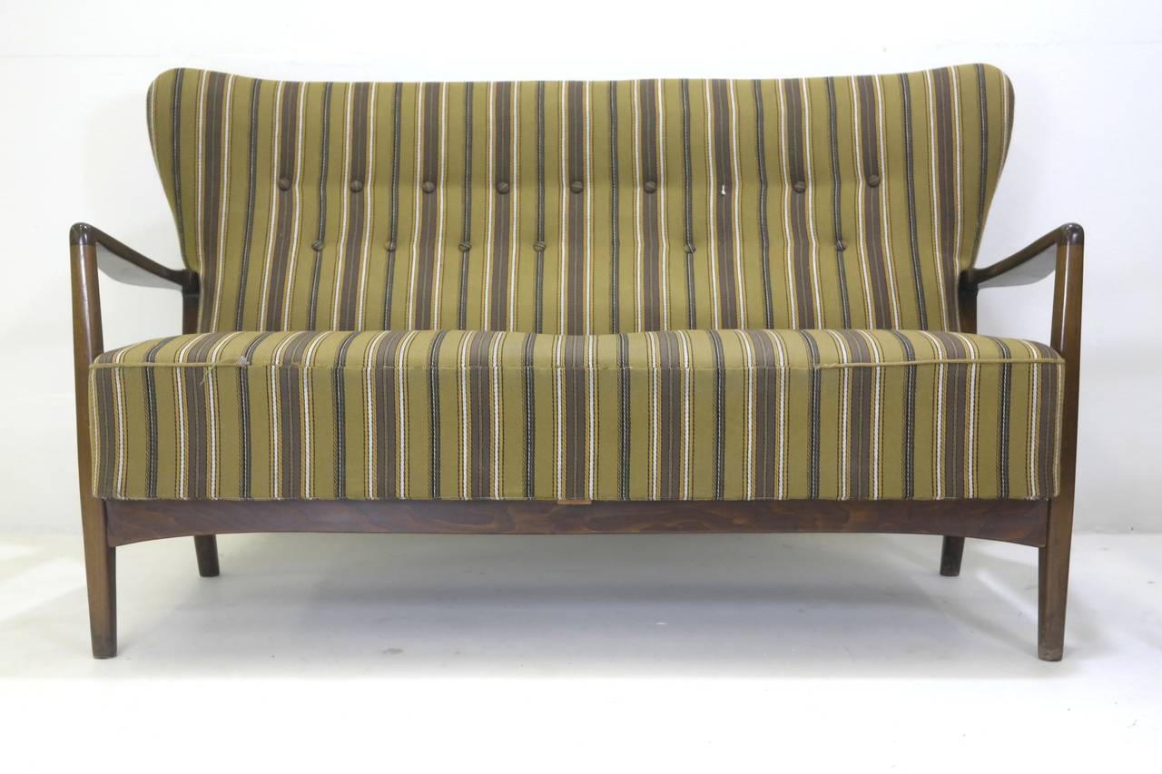Danish Very Rare Early Fritz Hansen Open-Arm High Back Sofa Set For Sale