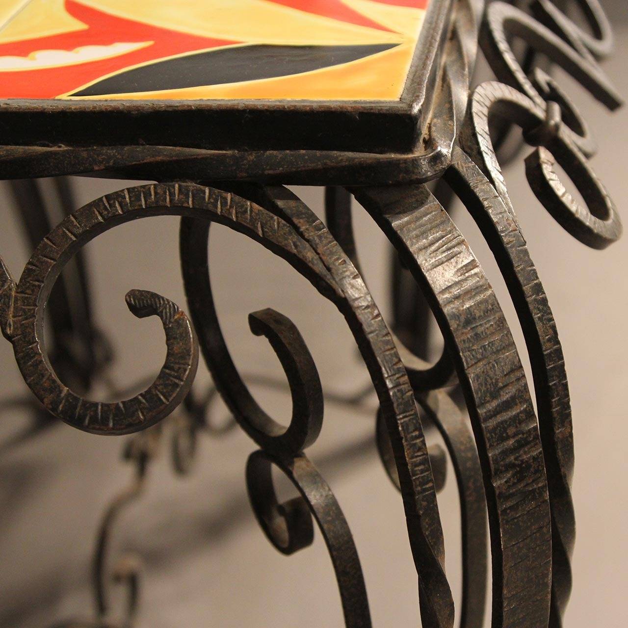 French Deco Inspired Fer Forge Console Table in the Manner of Raymond Subes In Excellent Condition In Bridport, CT