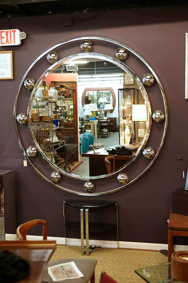 Six Foot Chrome Mirror in the manner of Royere.