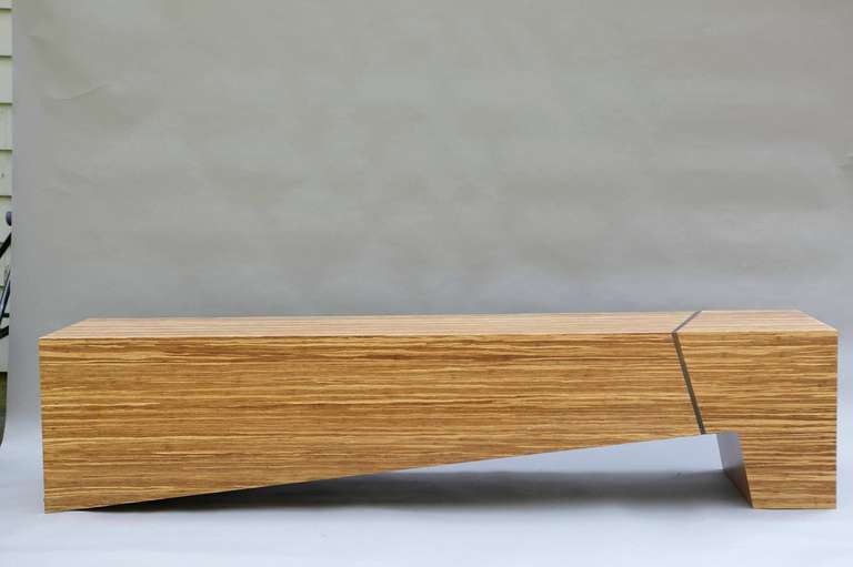 Zebra Wood Bench at 1stdibs