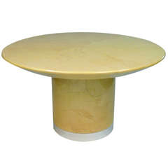 Springer Style Goat Skin Round Pedestal Table