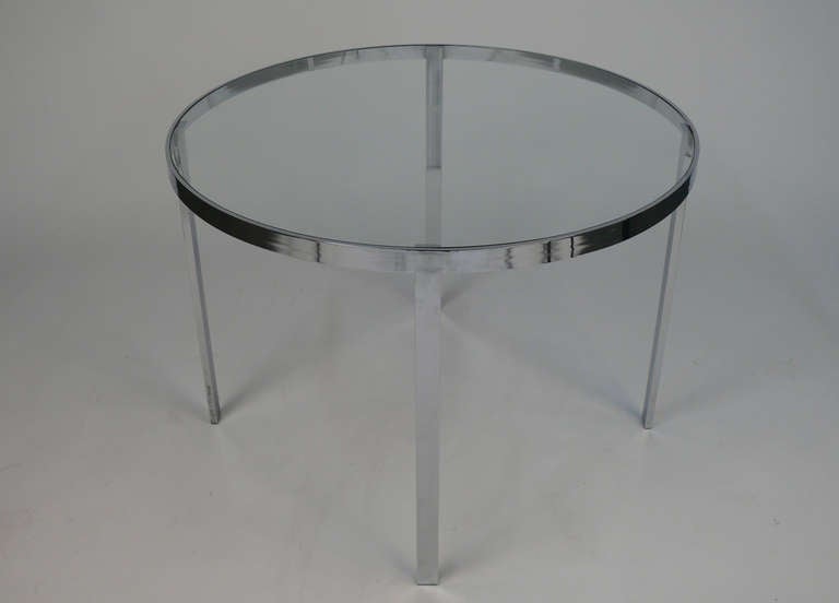 Chrome and Glass Table with Cowhide and Chrome Chairs 4
