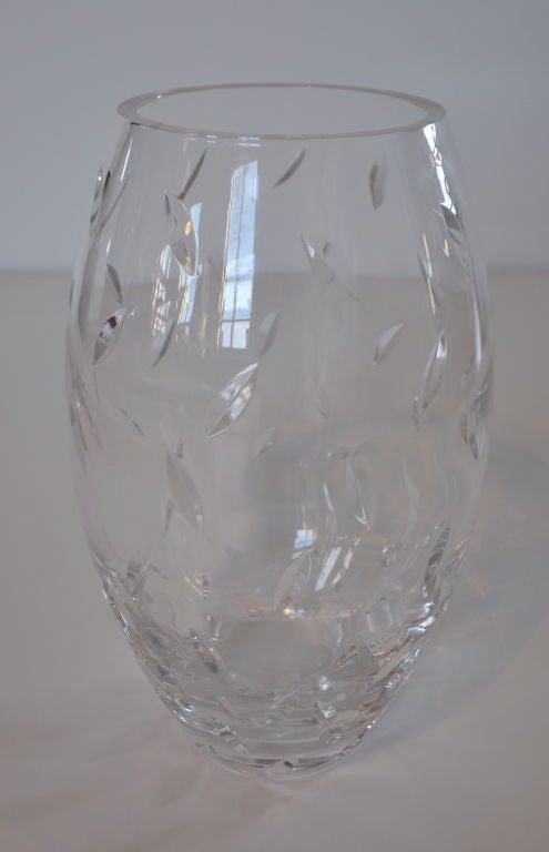 Large vase in hand etched crystal by Tiffany & Co.