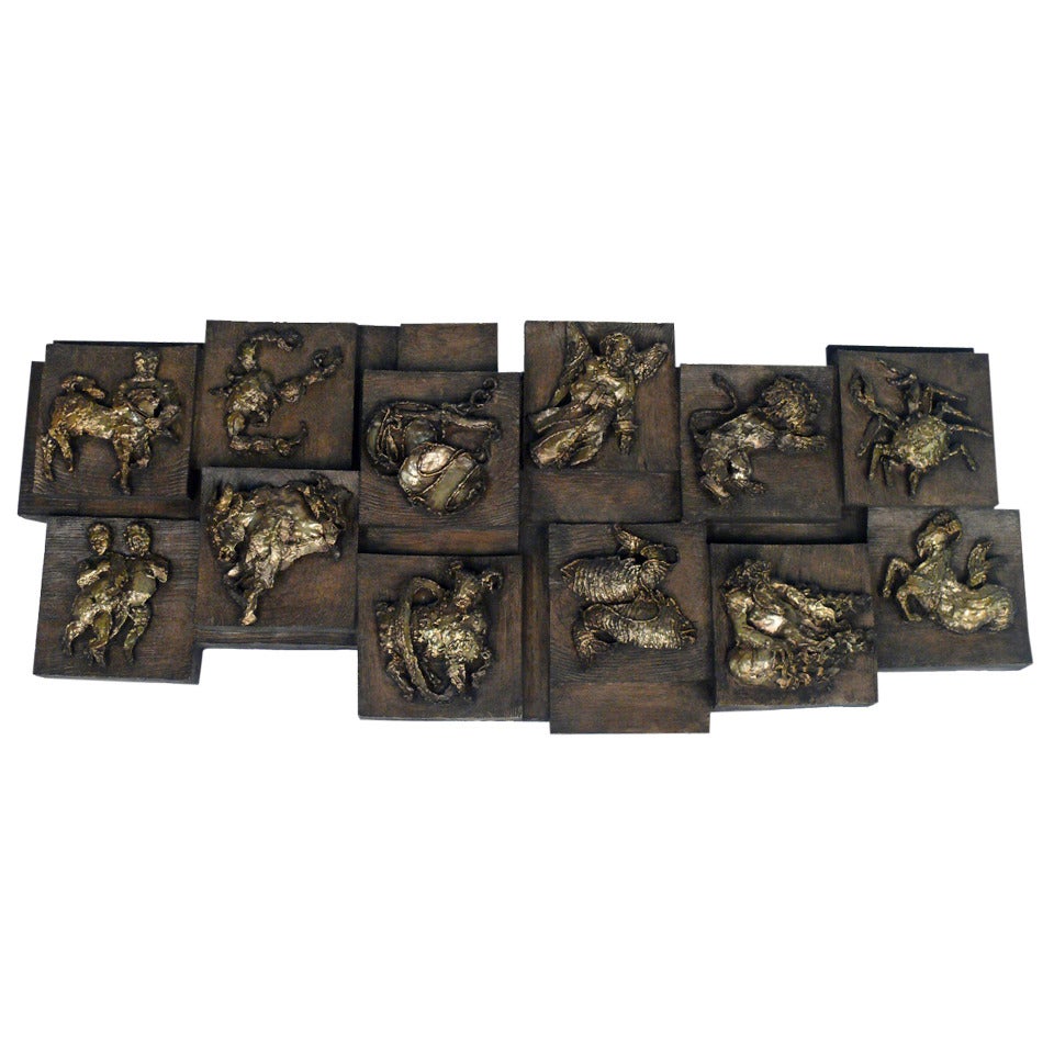 1960 Finesse Original Complete Zodiac Brutalist Wall Art For Sale