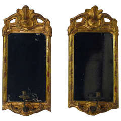 Pair of George lll gilt wood mirrored wall sconces